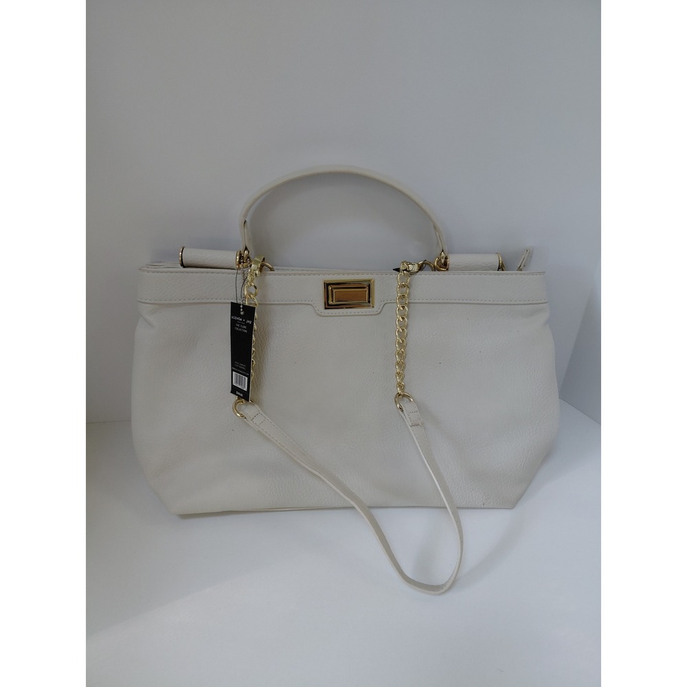 Olivia + Joy Flore Satchel Bag Eggshell White Gold Chain Crossbody OJ45373 NWT